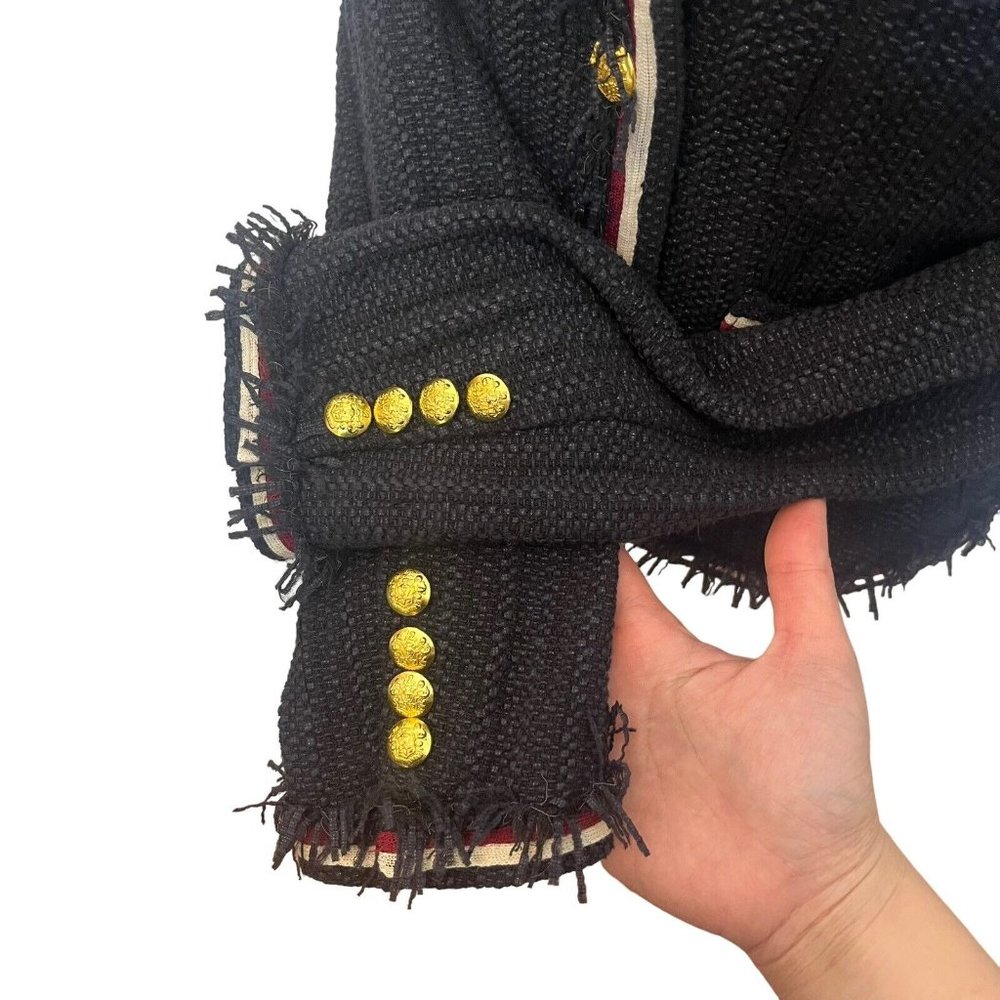 Veronica Beard Eclipse Fringe Trim Jacket Black Tweed Blazer Women’s Size 4 - Picture 8 of 15